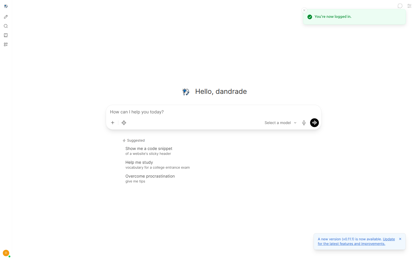 Conversation UI after login